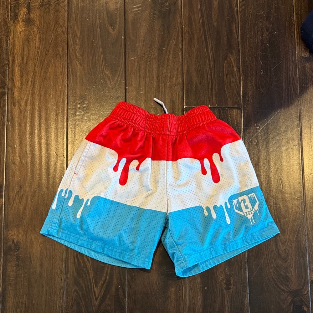 Baseball Lifestyle Kids Red, White, and Blue Drip Shorts
